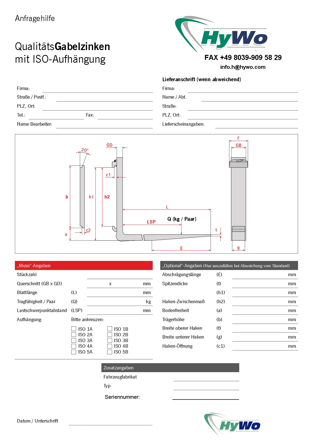 Forks ISO- data sheet Forks ISO- data sheet